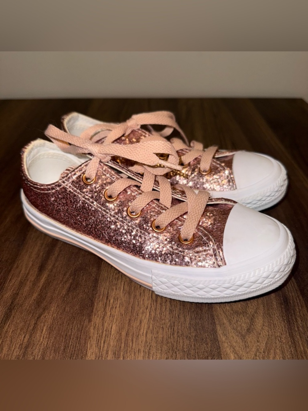 Converse All Star Rose Gold glitter sneakers girls size 12